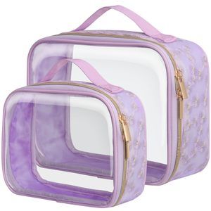Floral Texture Lace Tsa Approved Toiletry Bag - 180° Opening Clear Makeup Bags👋